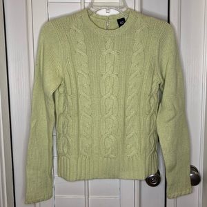 Vintage Cable Knit Sweater Top Pullover Jumper GAP EUC Pale Lime Green